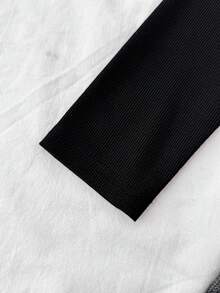 SHEIN 少女纯色星形图案褶皱吊带背心，适合休闲穿着 - 黑色 - 查看 5