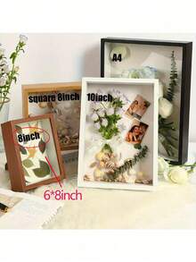 1pc Elegant 3D Shadow Box Display Stand For Herbaria, Tickets And Souvenirs - Wooden Cutout Design With Glitter Details, Perfect For Wall Or Tabletop Decoration, Home Decor Room Decoration Artificial Gifts Birthday Graduation - Multicolor Photo Frame - View 14