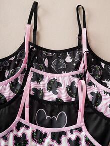 SHEIN How to Train Your Dragon 4pcs Tween Girl Cartoon Print Seamless Comfortable Underwear - Pink - View 7