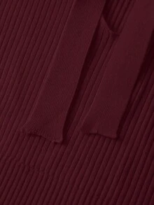 Franclia 女士时尚优雅扭结镂空领口收腰针织连衣裙，适合秋冬季节穿着。 - 酒紅色 - 查看 7