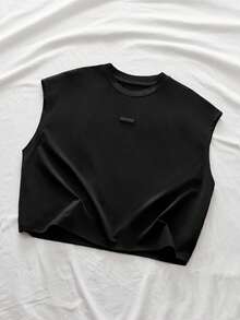 AXEPEAK Men's Letter Graphic Crew Neck Casual Loose Tank Top - Black - View 2