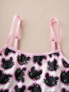 SHEIN How to Train Your Dragon 4pcs Tween Girl Cartoon Print Seamless Comfortable Underwear - Pink - View 8