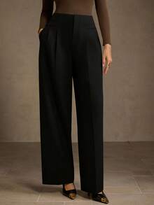 MOTF PREMIUM ELEGANT COMMUTER STRUCTURED STRAIGHT LEG DRESS PANTS - Black - View 1