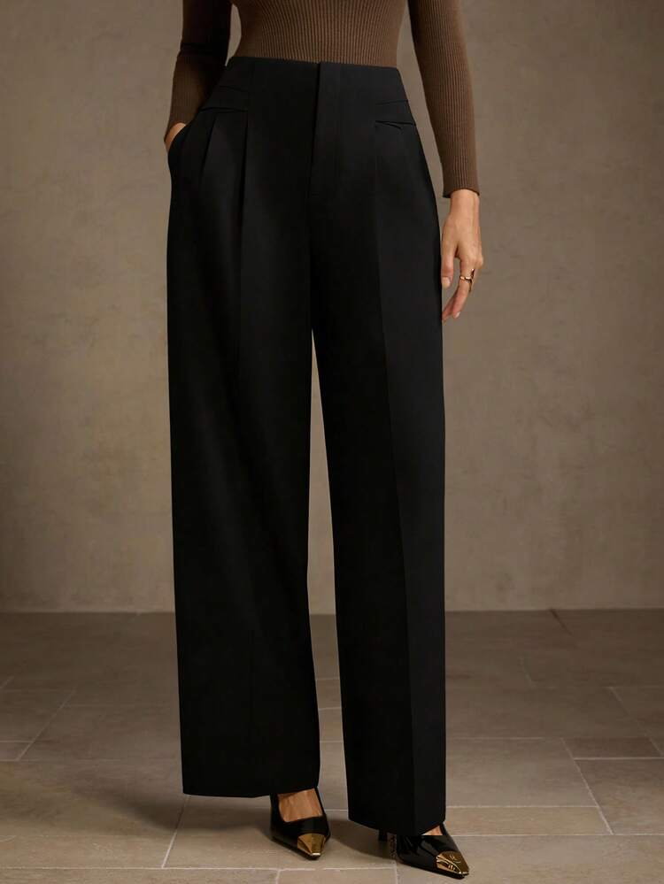 ELEGANT COMMUTER STRUCTURED STRAIGHT LEG DRESS PANTS