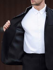 Manfinity Mode Áo khoác vest công sở tay dài cổ đứng, cài khuy đơn dành cho nam, thích hợp cho việc đi làm. - màu đen - Xem 3