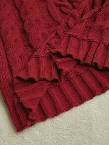 Écloséra Women's Turtleneck Straight Fit Loose Knit Sweater Dress, Simple & Versatile Fashion - Burgundy - View 7