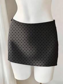Comfortcana Women's Casual Polka Dot Print Side Zipper Design Skirt Carnival - Dark Grey - View 4