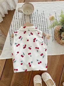 LMoss Kids Young Girl Cherry Print Casual Shirt - Multicolor - View 2