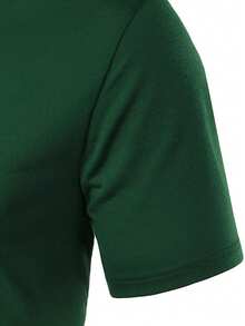 Manfinity Homme Áo Polo nam tay ngắn in chữ, kiểu dáng thường ngày, màu xanh lá cây, thích hợp mặc đi làm, mùa hè. Áo polo nam có khóa kéo, màu xanh lá cây, kiểu dáng thường ngày. - màu xanh lá - Xem 5