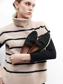 CUCCOO BIZCHIC Giày lười nữ kiểu dáng thường ngày có tua rua, đa năng cho việc đi lại hàng ngày. - màu đen - Xem 5