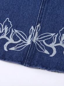 Travachic 女士复古荷叶边下摆休闲牛仔连衣裙，百搭夏季时尚 - 中等水洗藍 - 查看 5