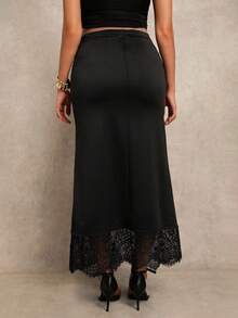MaterniChic Maternity Elegant Lace Patchwork Skirt  Party - Black - View 2