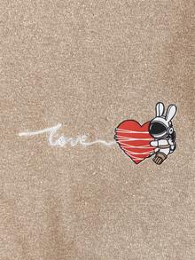 RueChic Men's Comfortable Casual Printed Long Sleeve T-Shirt And Plaid Pajama Pants Set - Beige - View 3