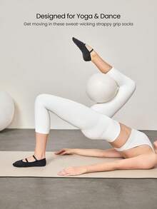 GLOWMODE 瑜伽和普拉提防滑袜，采用无缝趾结构，瑜伽日常 - 黑色 - 查看 5