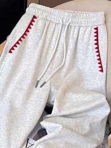 Resyla Retro American Y2K Style Minimalist Women Sweatpants - Light Grey - View 4