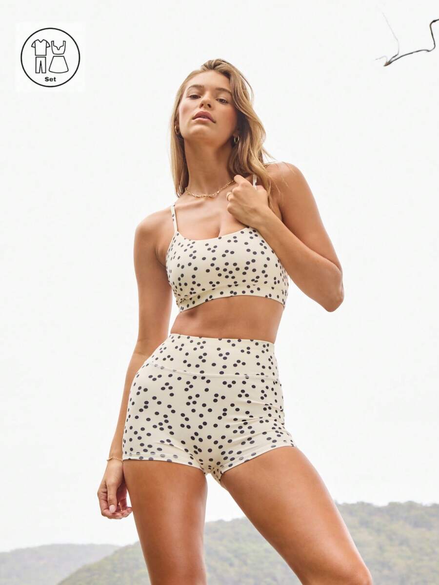 Aralina LEISUREWEAR SPOT PRINT CRISS CROSS BACK BIKE SHORT SET - Multicolor - View 1