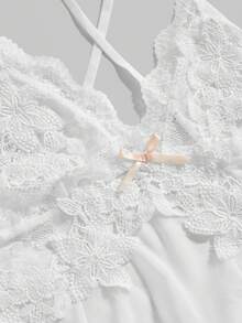 Sweetness Floral Sexy Dress And Thong Lingerie Set - White - View 3