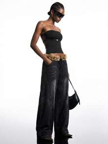 LYSMO Women's Summer Strapless Backless Crop Black Tops