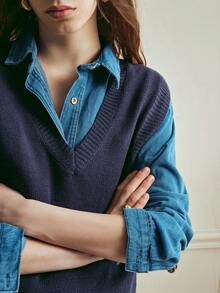 Écloséra Casual Versatile Solid Color Knit Vest - Royal Blue - View 5