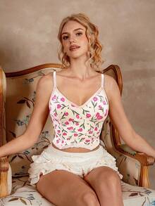 Myrelith 1 chiếc áo ngực không gọng dành cho nữ, họa tiết hoa, phối ren. - Nhiều màu - Xem 1