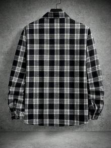 Manfinity Homme Áo sơ mi nam dài tay kẻ caro cài một hàng khuy, áo blazer nam thường ngày, áo khoác mùa hè nam, áo khoác đen trắng nam, áo sơ mi đen trắng nam, áo khoác kẻ caro nam. - Đen và trắng - Xem 2