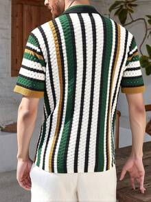 Manfinity CityGents 男士撞色纽扣前开襟休闲度假短袖针织上衣