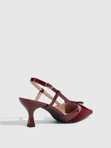 CUCCOO SZL Women's Fashionable Elegant Party Pumps With Bow Decor Pointed Toe Valentine's Day - Red - View 8