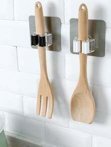Wall Mounted Clips With Strong Adhesive Hooks, Mop Clips, Storage Organizer Clips, Suitable For Bathroom And Kitchen - Black - View 2