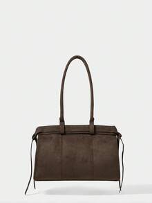 SHECARRY 女士休闲大容量麂皮单肩包，配有肩带，适合日常通勤 - 咖啡 - 查看 4