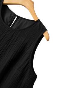 GlowEve CURVE 大码女式纹理圆领无袖吊带背心 - 黑色 - 查看 4