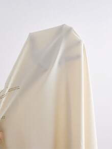 Al Najma Women's Rhinestone Decor Round Neck Long Sleeve Elegant Arabic Style Dress - Khaki - View 8