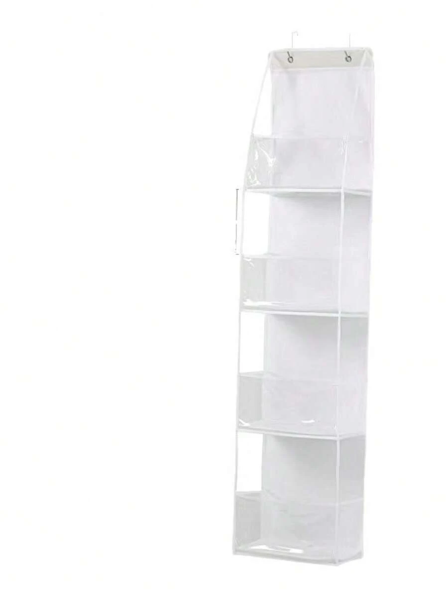 【节省空间】门后悬挂式收纳架,四层置物架,带透明塑料口袋,节省空间,适用于衣柜、卧室、浴室等门后空间,是存放钱包、零食、袜子、围巾、手套、毛线等物品的理想之选。灰色 - 彩色 - 查看 1