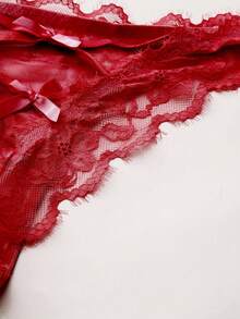 SHEIN سراويل داخلية شفافة من الدانتيل والشبك للنساء - عنابي اللون - مشاهدة 5