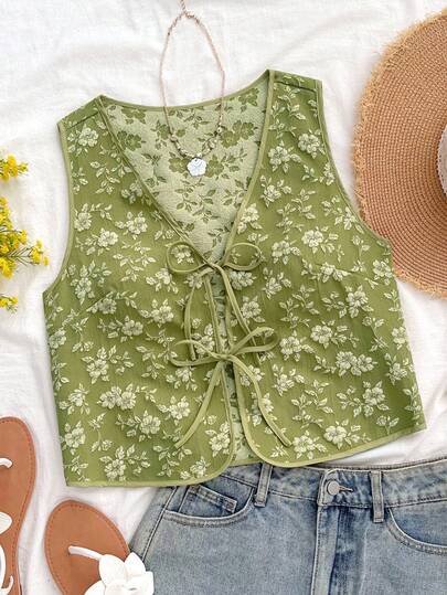 Soleia 女士花卉提花系带复古风度假上衣