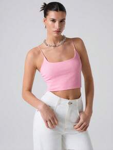 SHEIN EZwear 夏季粉色露脐休闲背心，情人节女士背心 - 粉色 - 查看 5