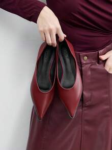 CUCCOO BIZCHIC Bailarinas de punta fina versátiles para mujer - Burdeos - Ver 4