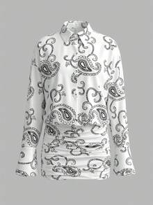 Cévolie 2026 复古佩斯利印花迷你连衣裙（女款） - 白色 - 查看 4