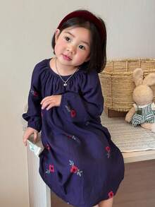 DAZY 女嬰花卉印花休閒舒適居家服幼兒 - 紫色 - 查看 3