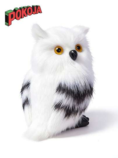 POKOJA LAND - BESTSELLERS 猫头鹰毛绒玩具，逼真猫头鹰毛绒玩具，柔软白色皮毛，细节栩栩如生，可爱猫头鹰毛绒包挂件，生日礼物惊喜礼品及房间装饰