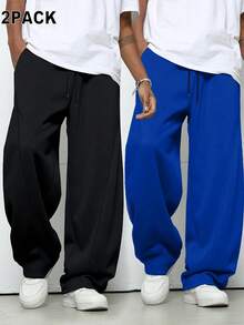 Manfinity Hypemode Men's Casual Solid Color Drawstring Waist Sweatpants - Multicolor - View 1