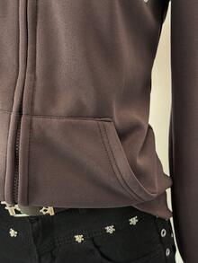 Jeanoix Women's Casual Letter Embroidered Thermal Lined Zip-Up Sweatshirt, Autumn - Multicolor - View 6