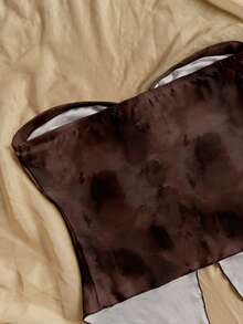 Soleia Women's Fashion Front Twist Asymmetric Hem Bandeau Top, Summer Vacation - Brown - View 4