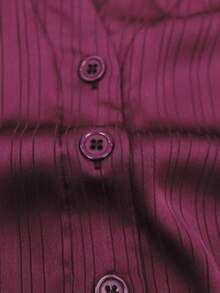 Franclia Women's Plus Size Red Casual Long Sleeve V Neck Blouse With Button Details - Red - View 3