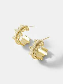 MOTF PREMIUM Bông tai Zirconia hình cành cây bằng vàng 18K - Vàng - Xem 2