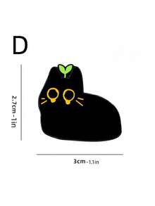 Zazumi 1/4pcs Black Cat Cartoon Metal Pin Badges For Backpack Jacket Lapel Gothic Punk Decor Alternative Fashion Accessories Gift Set - Black - View 10