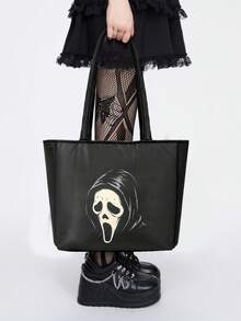 ROMWE Goth Túi đeo vai cỡ lớn, tiện dụng, in hình đồ họa dành cho nữ. - Màu hỗn hợp - Xem 5