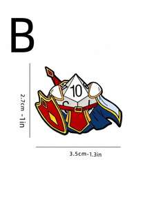 Zazumi Cute Cartoon Warrior Paladin Magical Series Dice Emblem Zinc Alloy Enamel Badge For Backpack Cosplay Collection Gift Anime Fans LARP Accessories Party Favor - Multicolor - View 9