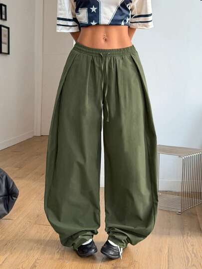 Coolane 女士秋季街头风基本款日常穿搭外出机场装扮休闲灰色低腰宽松香蕉裤