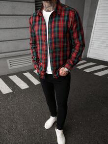 Manfinity CasualCool 男士大码格子单排扣休闲/商务长袖衬衫 - 彩色 - 查看 4