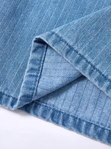 SHEIN MOD 女士休闲水洗泡泡袖牛仔连体裤 - 淺色水洗藍 - 查看 5